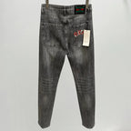 Vintage Grey Printed Logo Slim Jeans E260906