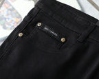 Solid Black Stitched Outline Monogram Slim Denim M260710