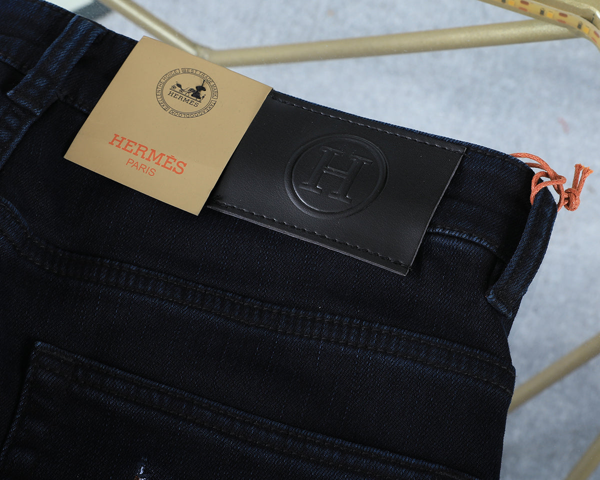 Deep Indigo Horse Embroidery Slim Denim M260709