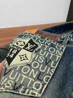 Back Pocket Shield Badge Letter Printed Vintage Denim Jeans R260544