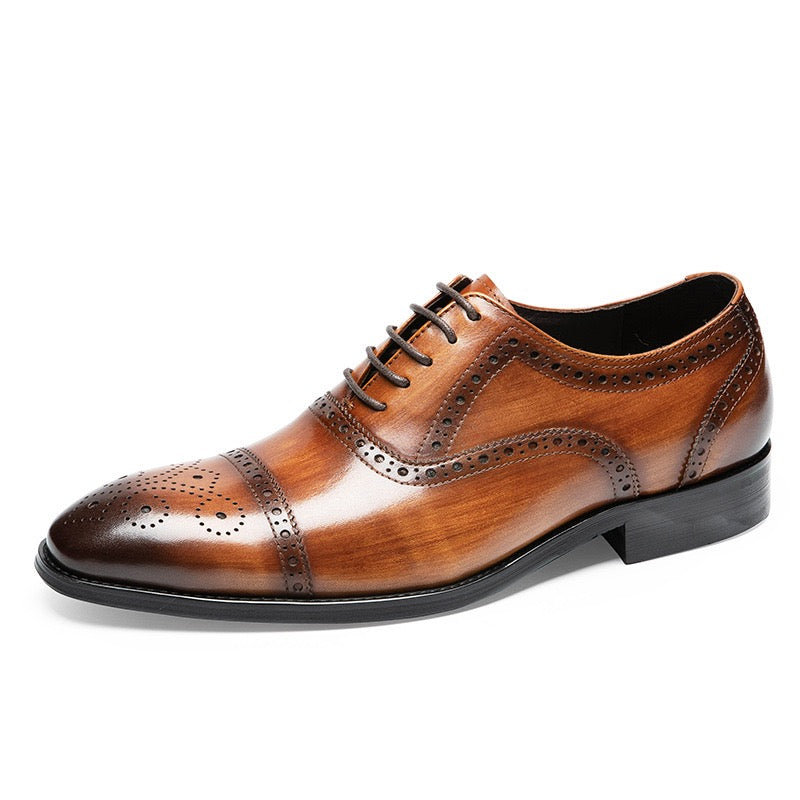 Cap Toe Brogue Oxford Shoes Lace-Up Formal Dress Shoes Y101107