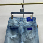 Light Blue Vintage Knight Print Wide Leg Denim Jeans M260732