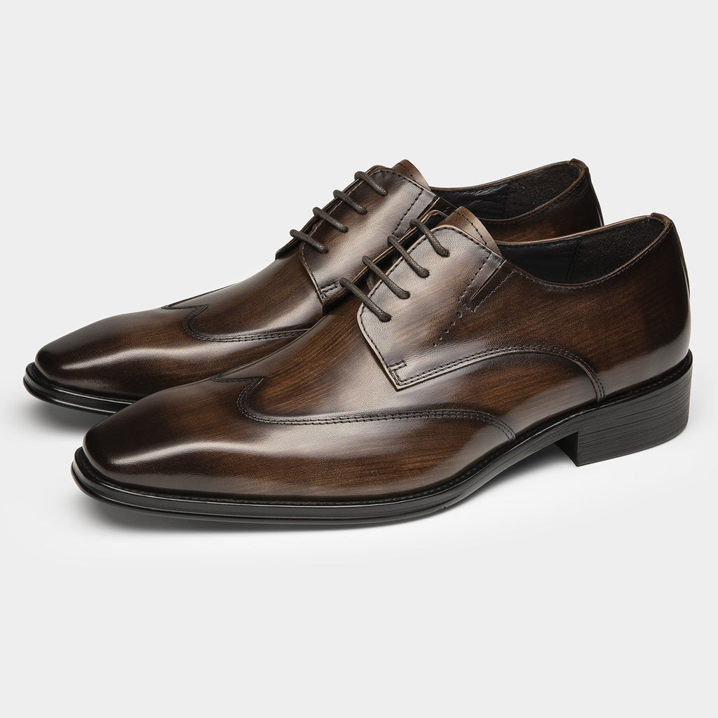 Wingtip Derby Shoes Polished Lace-Up Formal Dress Shoes Y101128