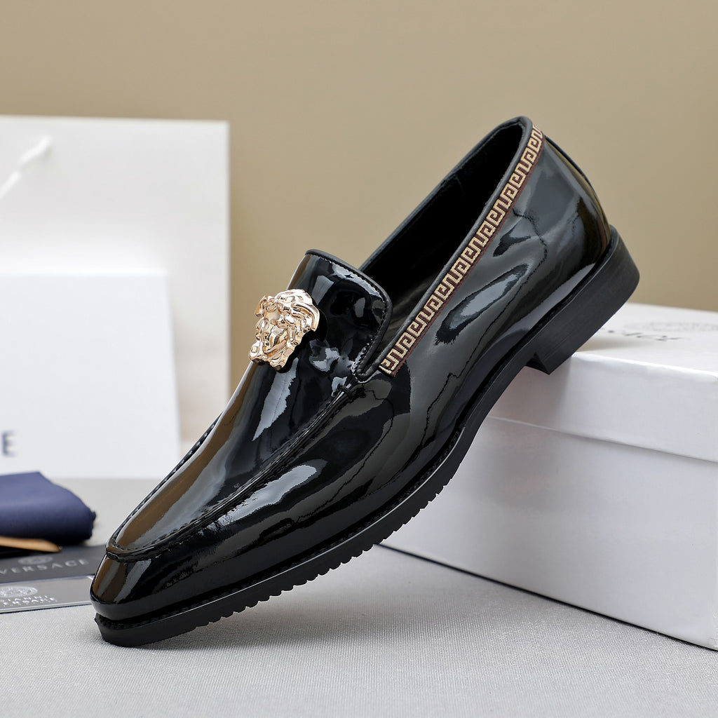 Men's Patent Medusa Metal Head Slip-On Loafers NE190144