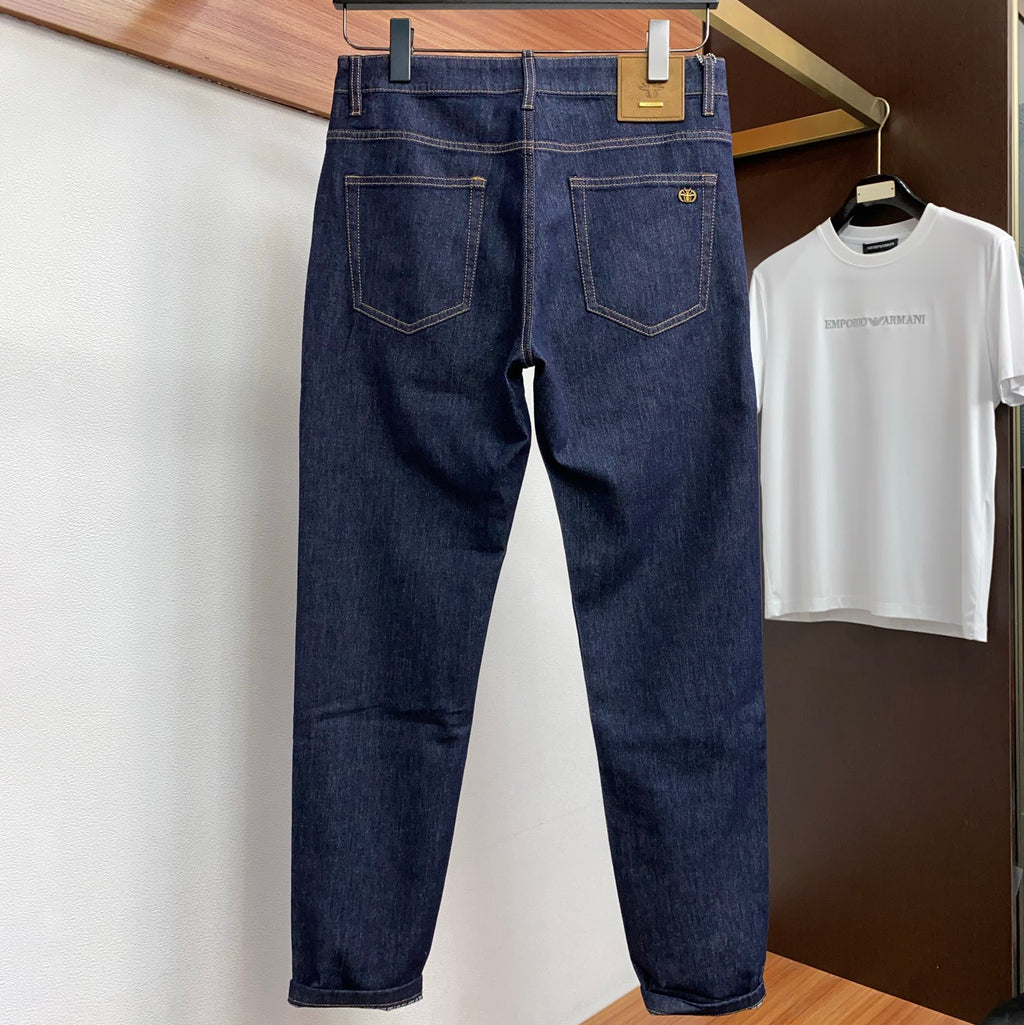 Raw Dark Indigo Mens Metal Badge Pocket Denim Trousers R260521