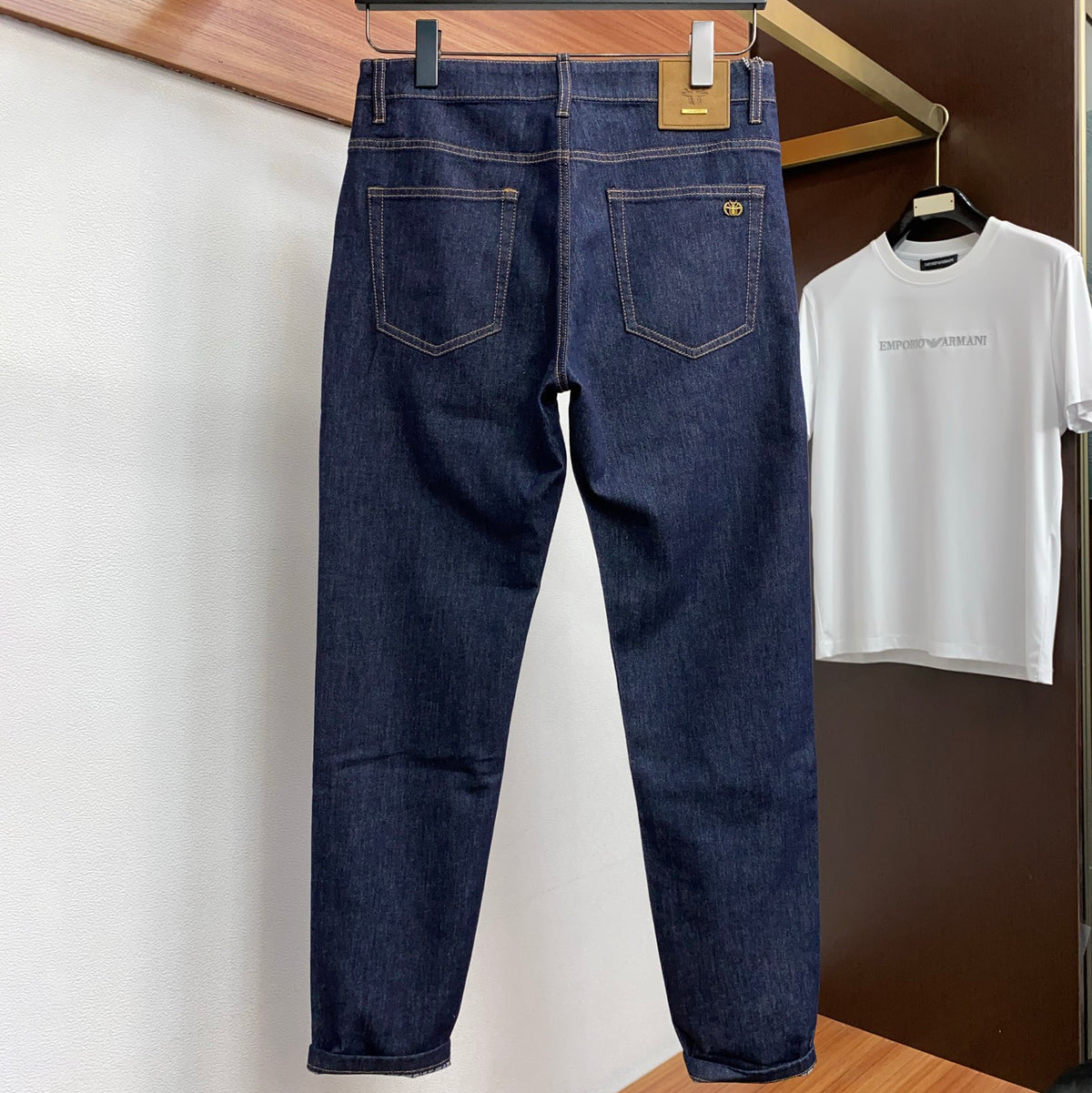 Raw Dark Indigo Mens Metal Badge Pocket Denim Trousers R260521