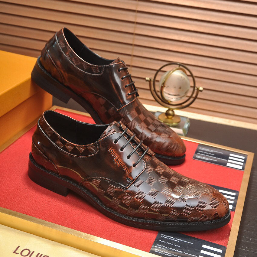 Embossed Grid Lace-up Formal Shoes S265503