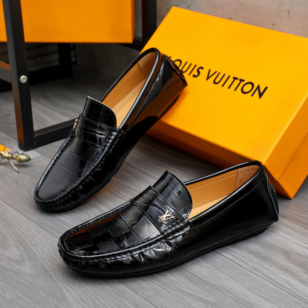 Glossy Grid Embossed Slip-On Loafer S283432