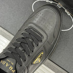Triangle Badge Flat Lace-up Sneakers With Perforated Toe S265505