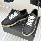 Triangle Badge Flat Lace-up Sneakers With Perforated Toe S265505