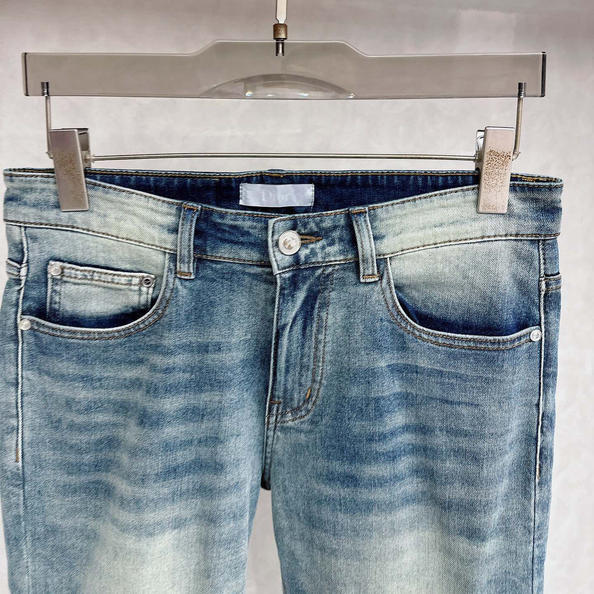 Light Vintage Wash Botanical Print Pocket Denim Jeans L260623