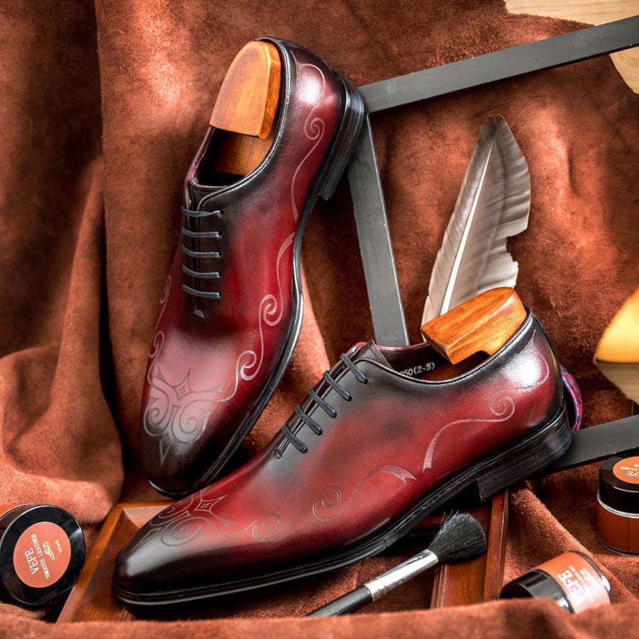 Men's Whole Cut Engraved Oxford Dress Shoes P050524