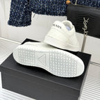 Triangle Badge Flat Lace-up Sneakers With Perforated Toe S265505