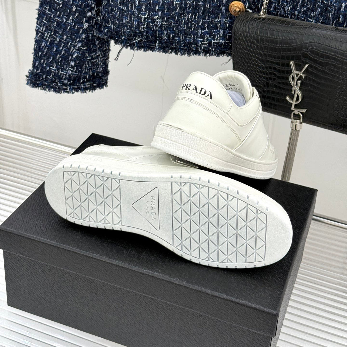 Triangle Badge Flat Lace-up Sneakers With Perforated Toe S265505