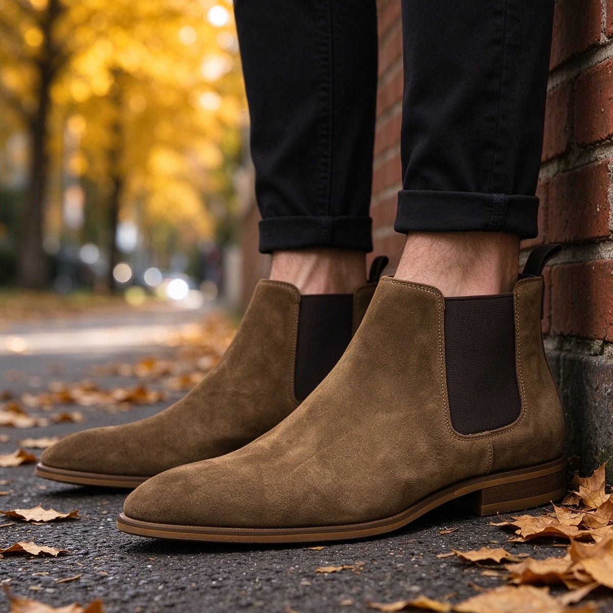 Suede Chelsea Boots Elastic Side Panel Slip-On Ankle Boots Y101133