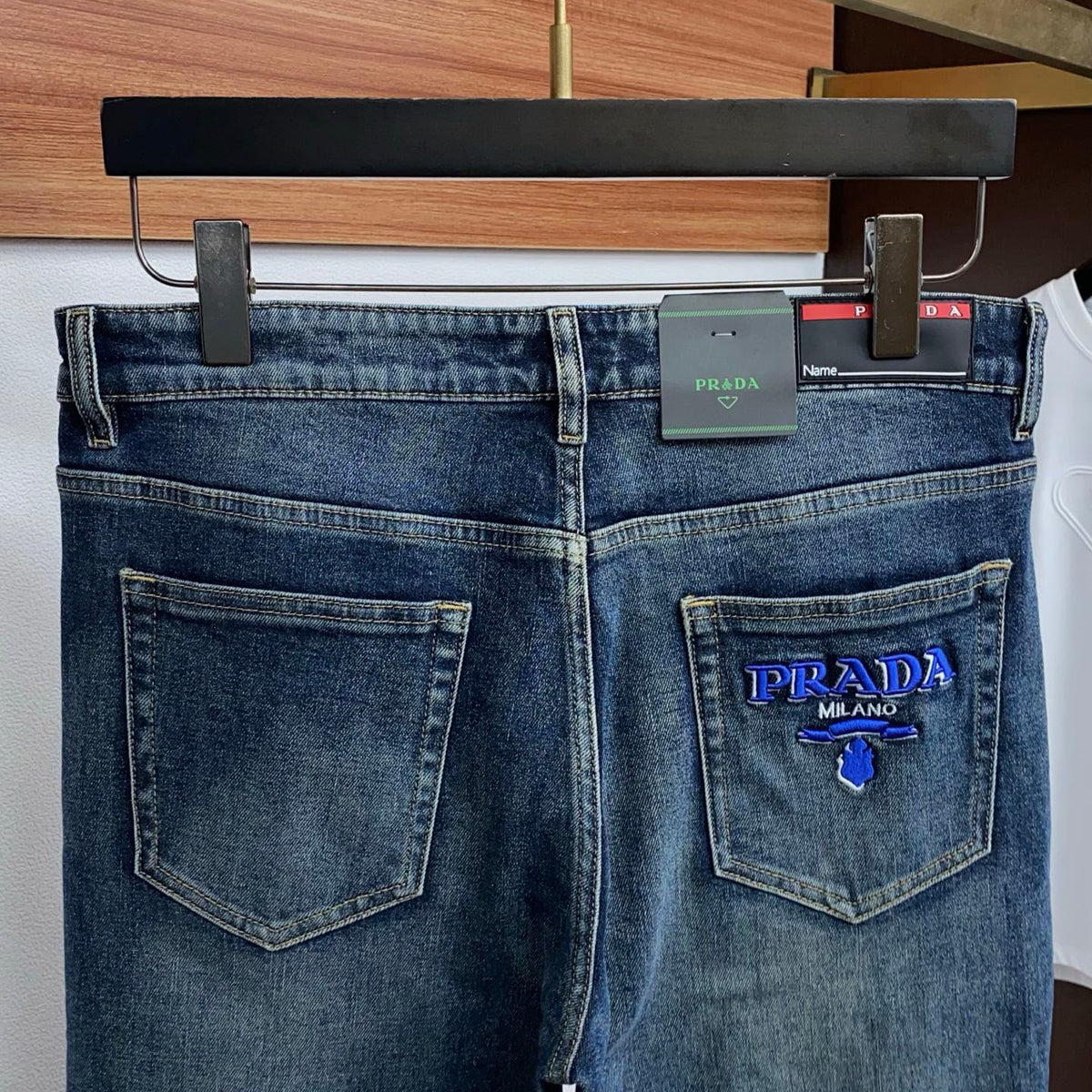 Back Pocket 3D Embroidered Blue Washed Denim Jeans R260533