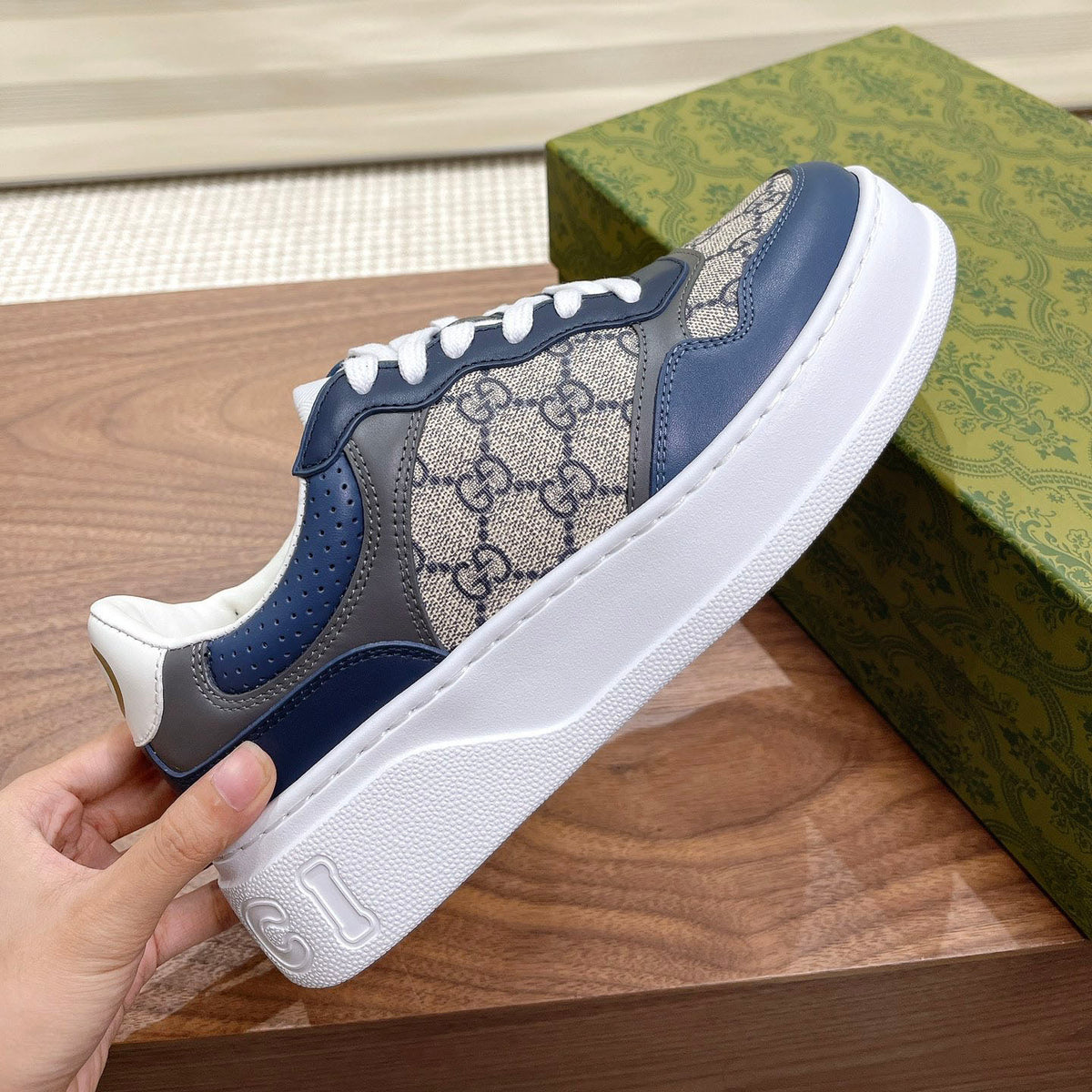 Men's Interlocking G Monogram Patchwork Platform Sneakers JN081101