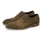 Suede Cap Toe Brogue Oxford Shoes Lace-Up Dress Shoes Y101134