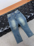 Mid Blue Faded Wash Subtle Printed Pocket Denim Jeans L260615
