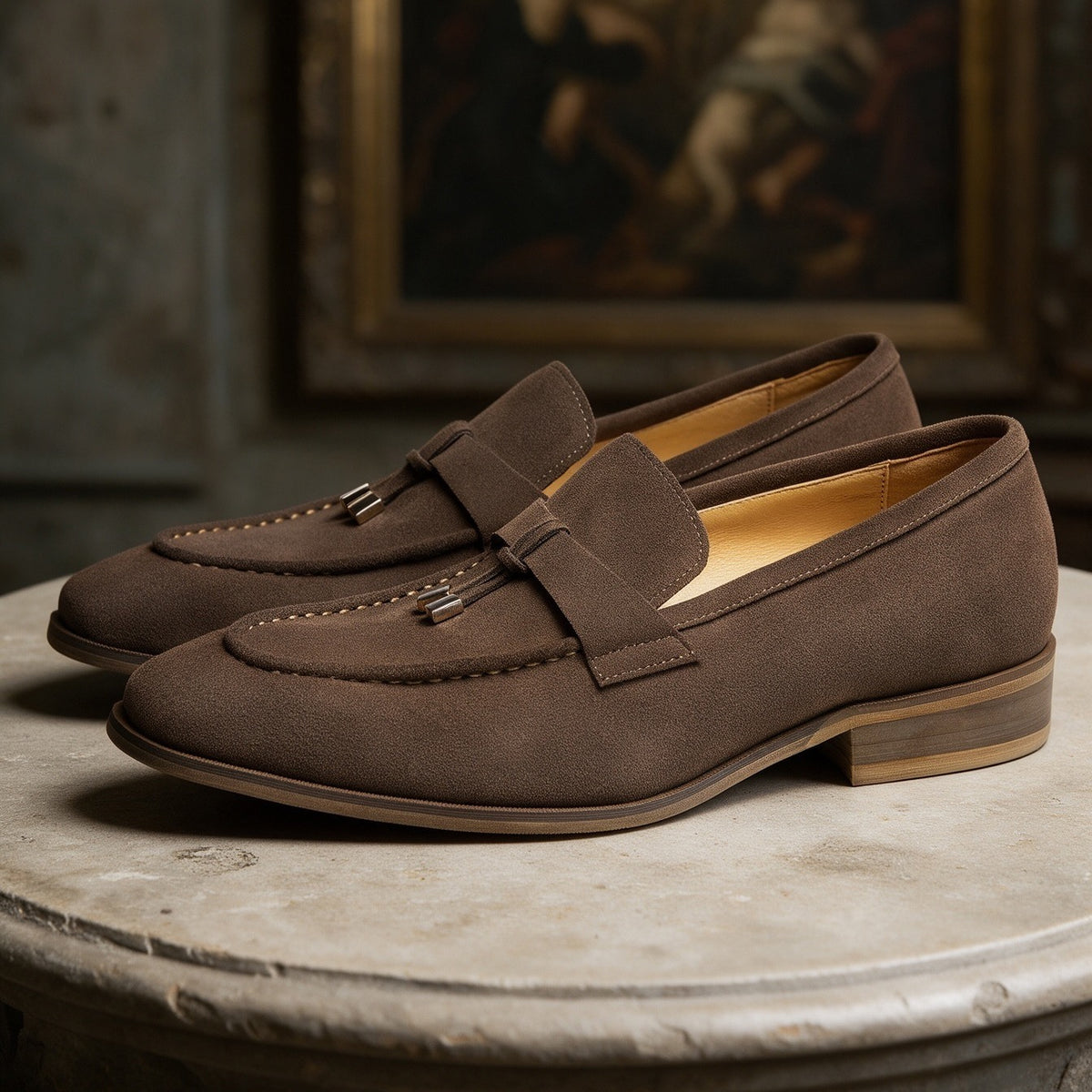 Tassel Loafers Suede Slip-On Dress Loafers Y101125
