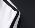 Striped Trim Zip Up Track Suit 2 Piece Jacket & Pants Set U310523