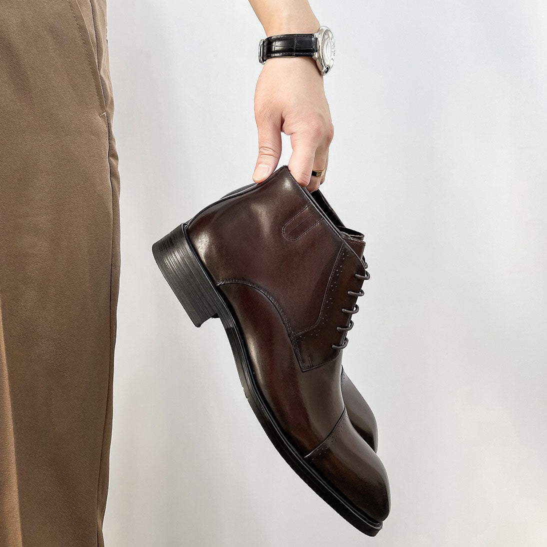 Men's Cap Toe Lace-up Chukka Dress Boots P050513