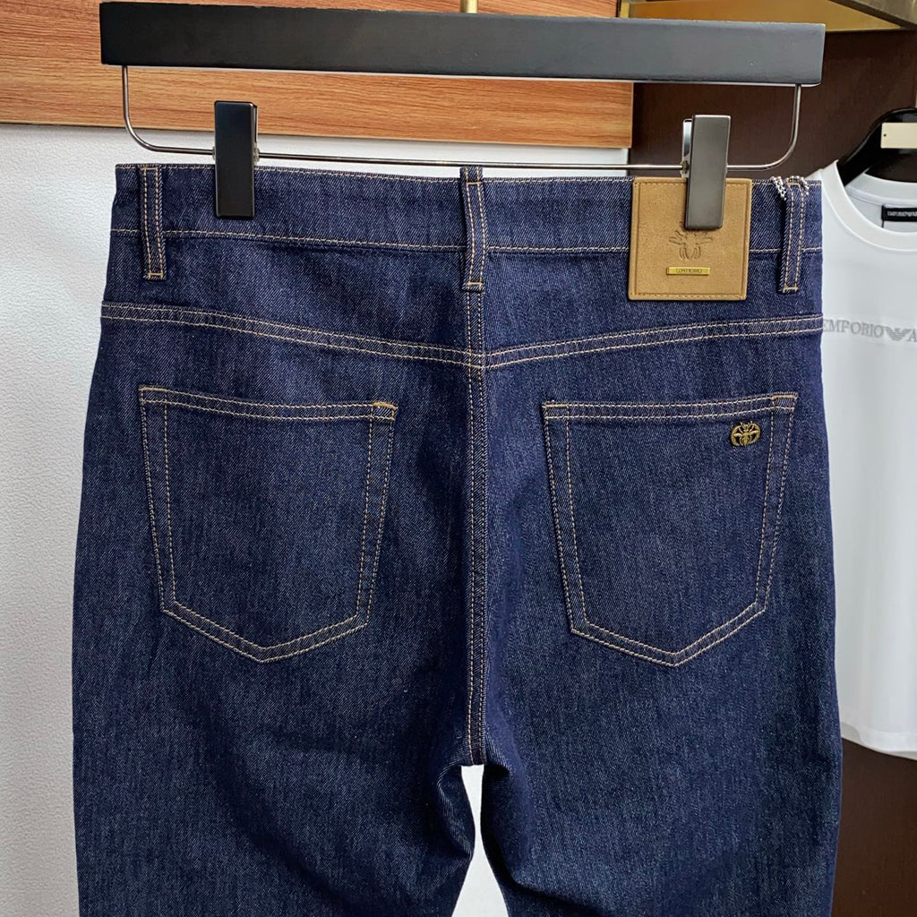Raw Dark Indigo Mens Metal Badge Pocket Denim Trousers R260521