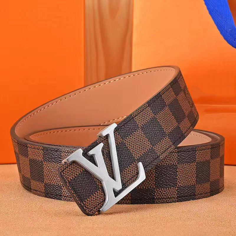 Checkered & Vintage Print Metal Buckle Belt E020802