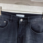 Black Faded Wash Raised Appliqué Pocket Denim Jeans L260622