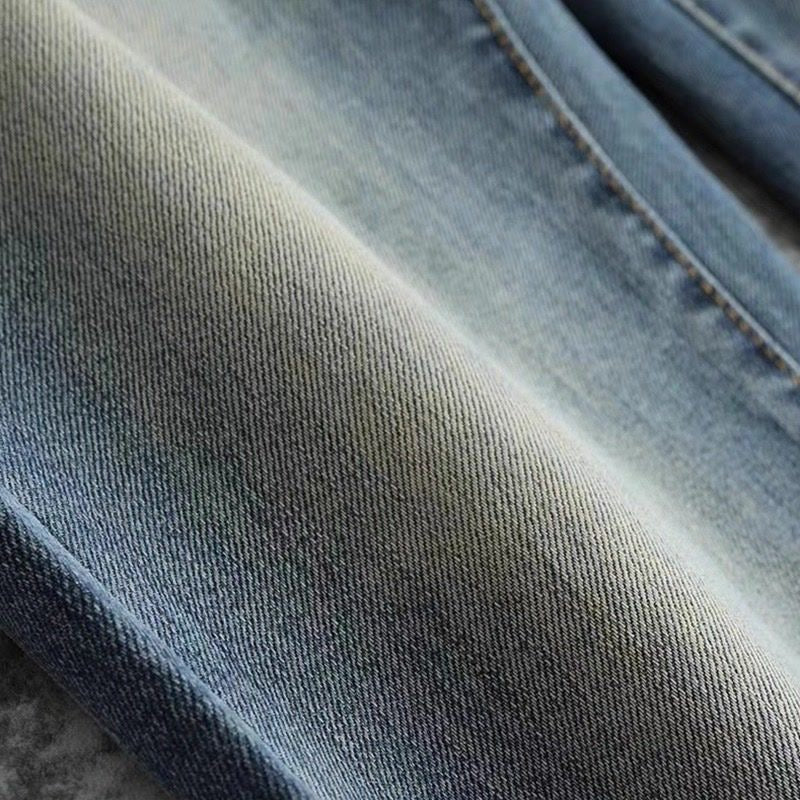 Vintage Wash Plaid Knight Print Slim Jeans C261012