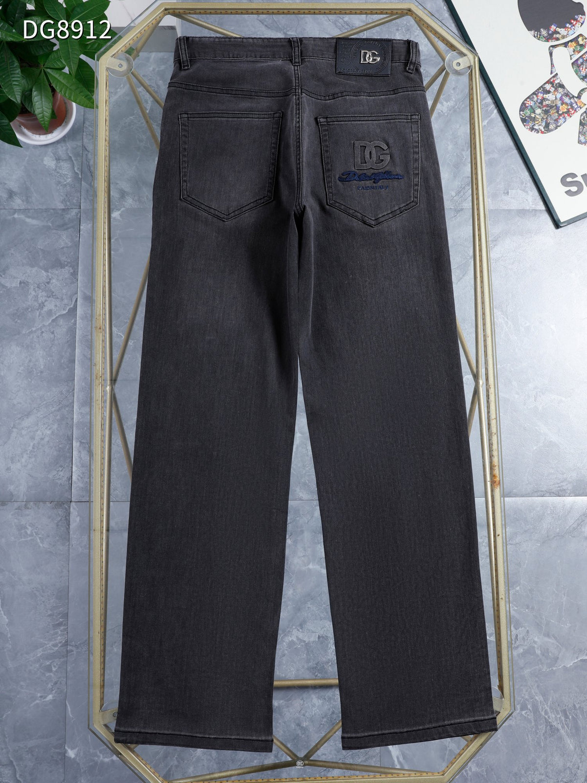Dark Wash Grey Multi-Style Embroidery Denim Jeans L260604