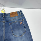 Back Pocket Letter Embroidered Vintage Blue Straight Denim Jeans P141005