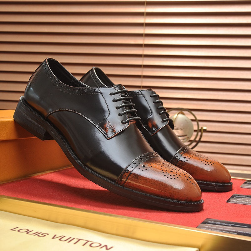 Men's Patina Brogue Cap-Toe Lace-Up Oxford Dress Shoes NE190111