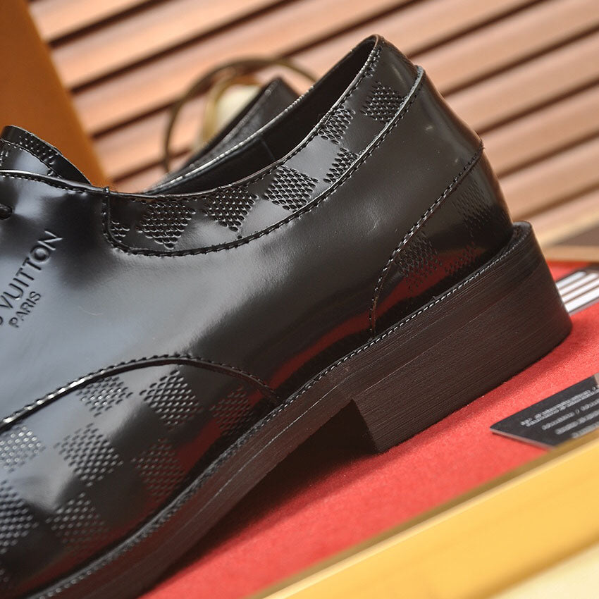 Embossed Grid Lace-up Formal Shoes S265503