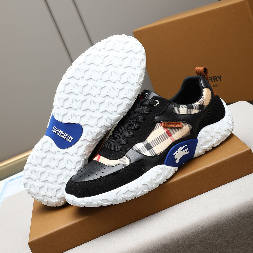 Men's Plaid Patchwork Chunky Sole Casual Sneakers NE190125