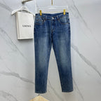 Back Pocket Letter Embroidered Vintage Blue Straight Denim Jeans P141005