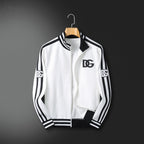 Striped Trim Zip Up Track Suit 2 Piece Jacket & Pants Set U310523