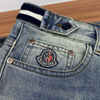 Circular Badge Embroidery Back Pocket Denim Jeans L260616
