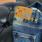 Multi-Color Embroidered Monogram Slim Jeans C261039