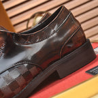 Embossed Grid Lace-up Formal Shoes S265503