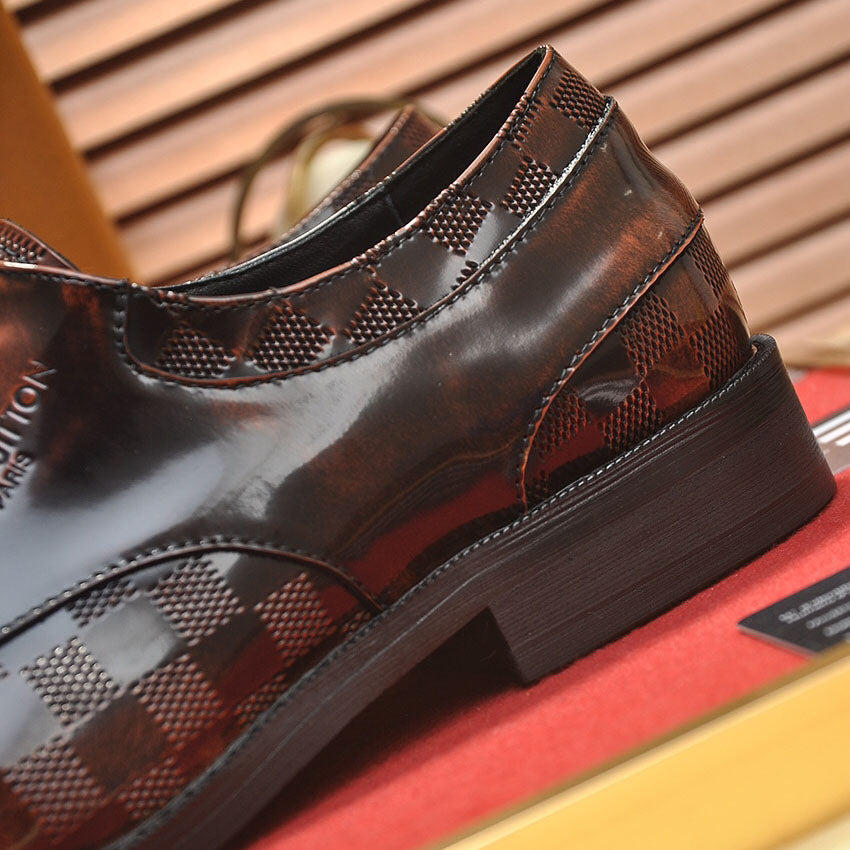 Embossed Grid Lace-up Formal Shoes S265503