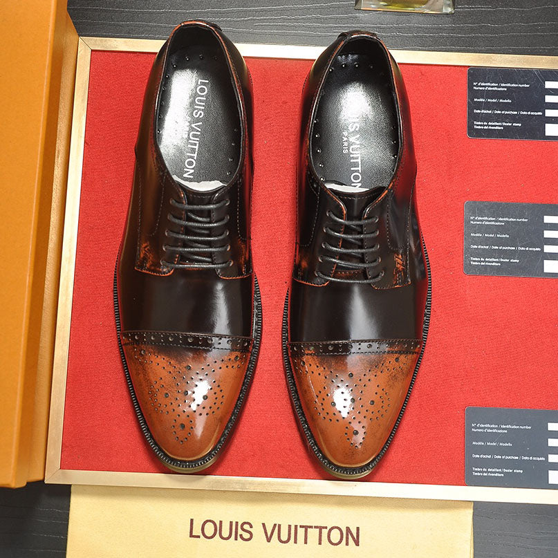 Men's Patina Brogue Cap-Toe Lace-Up Oxford Dress Shoes NE190111