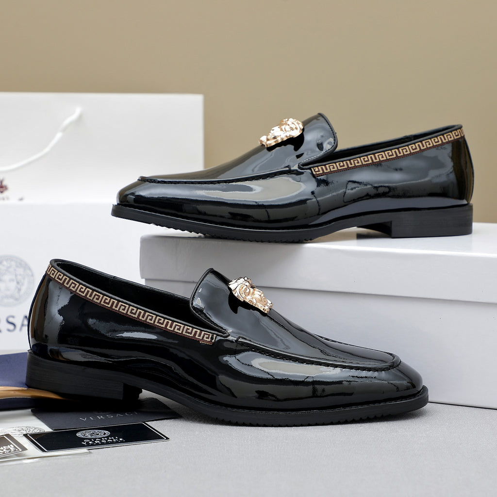 Men's Patent Medusa Metal Head Slip-On Loafers NE190144
