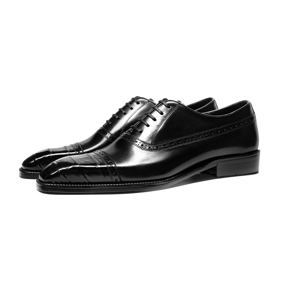 Croc Embossed Cap Toe Oxford Shoes P050504