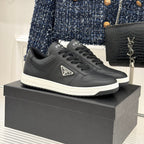 Triangle Badge Flat Lace-up Sneakers With Perforated Toe S265505