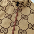 Full Monogram Stand Collar Zip Jacket Retro Pattern Bomber Coat N050501