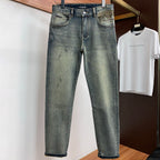 Vintage Dark Faded Crown Art Print Pocket Denim Jeans L260638