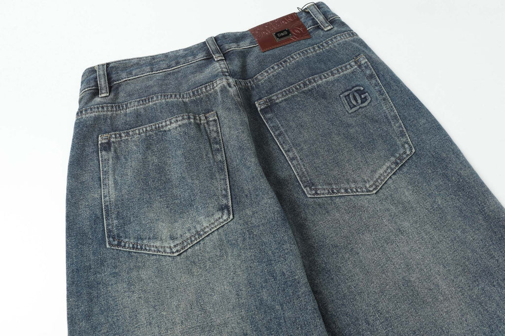 Dark Vintage Blue Wash Embossed Monogram Slim Jeans C261036