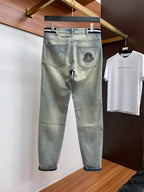 Circular Badge Embroidery Back Pocket Denim Jeans L260616