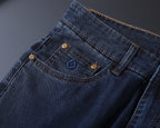 Dark Indigo Monogram Embroidered Slim Denim V260846